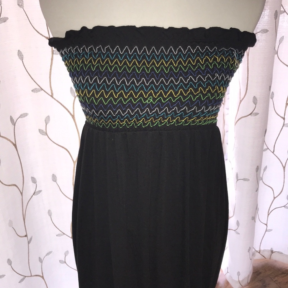 Black Maxi Dress with Design on Top